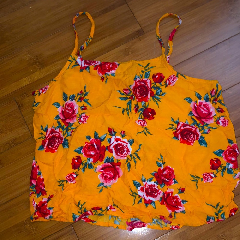 💐 divided by H&M | yellow floral strappy top 💐
